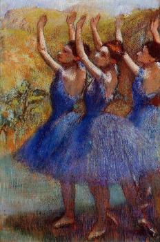 Edgar Degas : Three Dancers in Purple Skirts